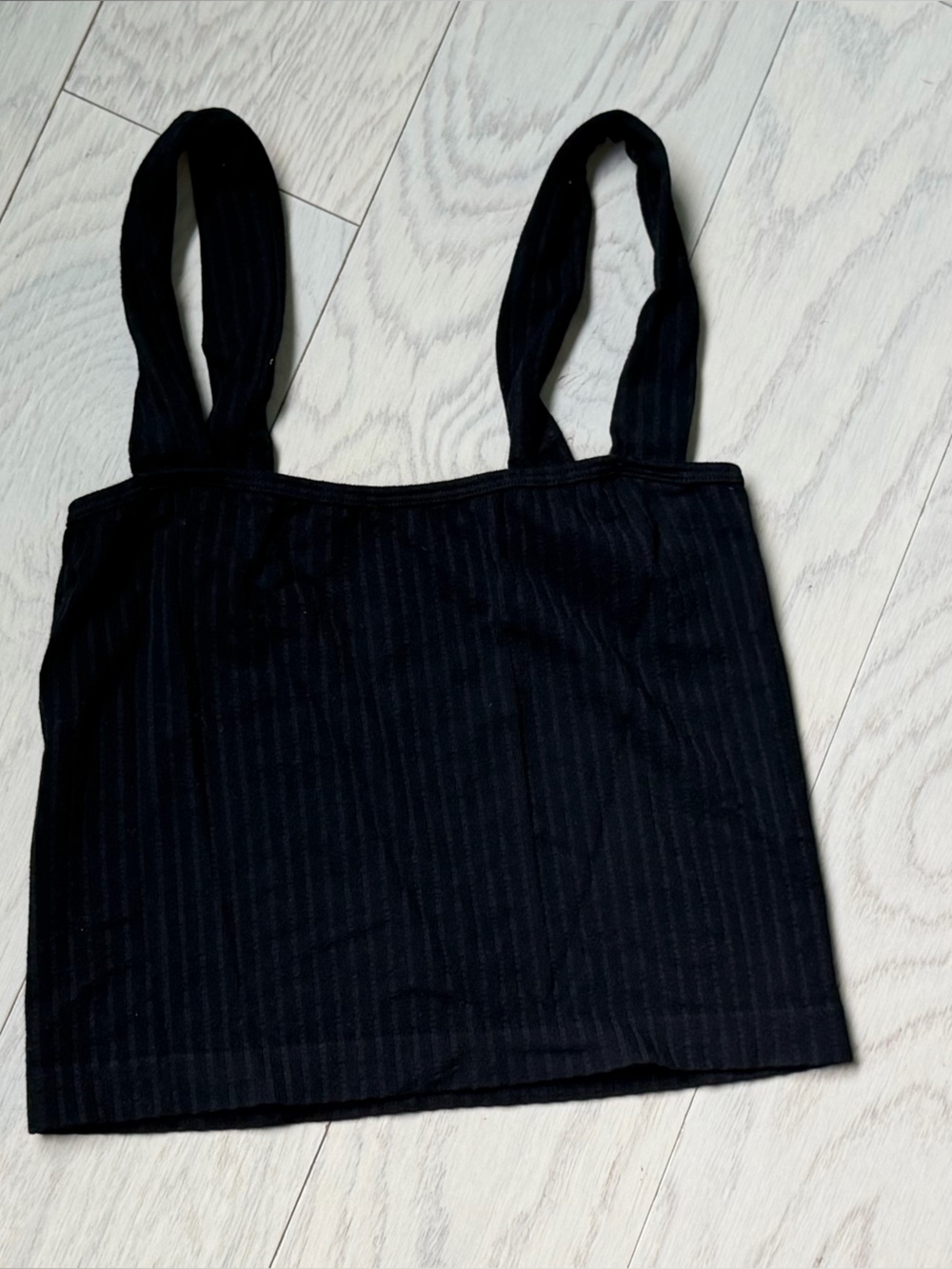 Suzette Black Ribbed Crop Top - One Size